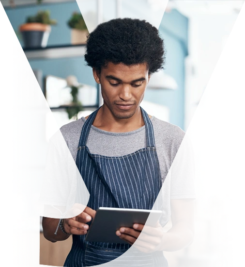Small business owner using a tablet