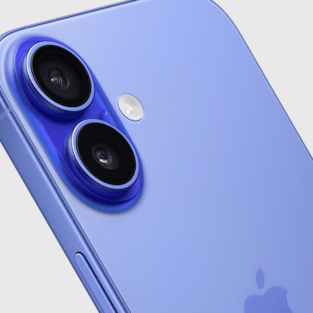 Close-up of the Apple iPhone 16's rear camera lenses