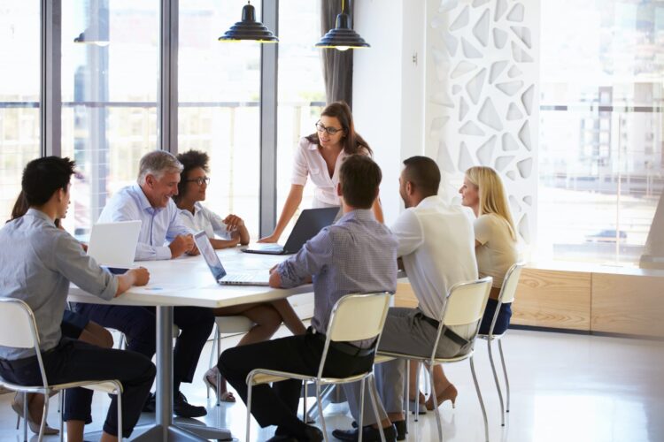 Group meeting around table